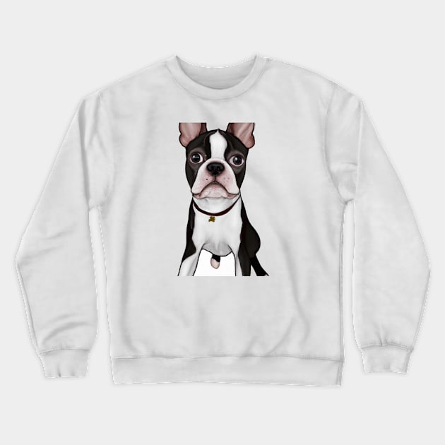 Cute Boston Terrier Drawing Crewneck Sweatshirt by Play Zoo